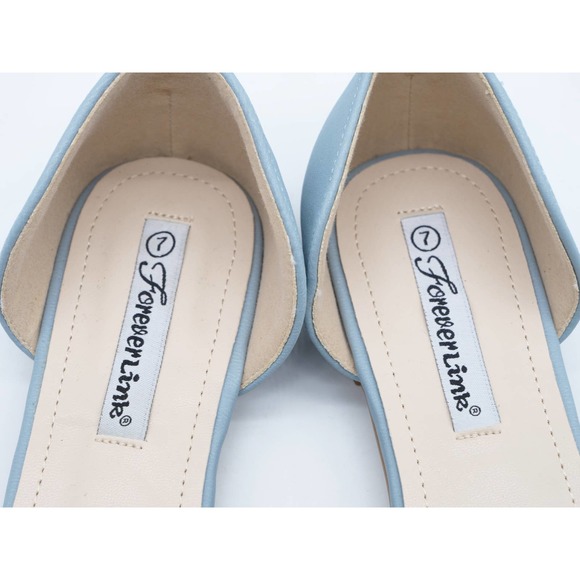 Forever Link Flats Womens 7 Blue Faux Leather Perforated Pointed Toe Shoes - Picture 7 of 10